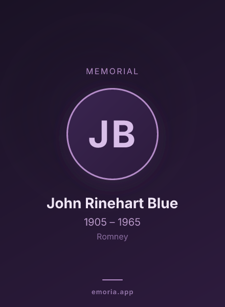 Memorial portrait of John Rinehart Blue