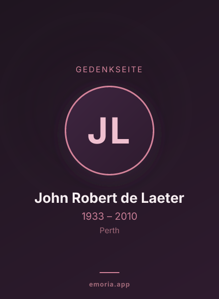 Gedenkportrait von John Robert de Laeter