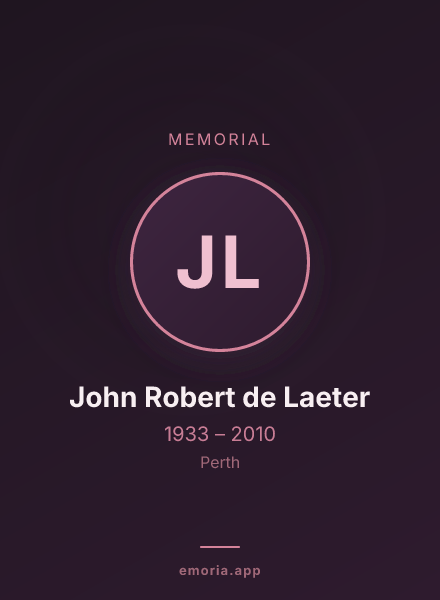 Memorial portrait of John Robert de Laeter