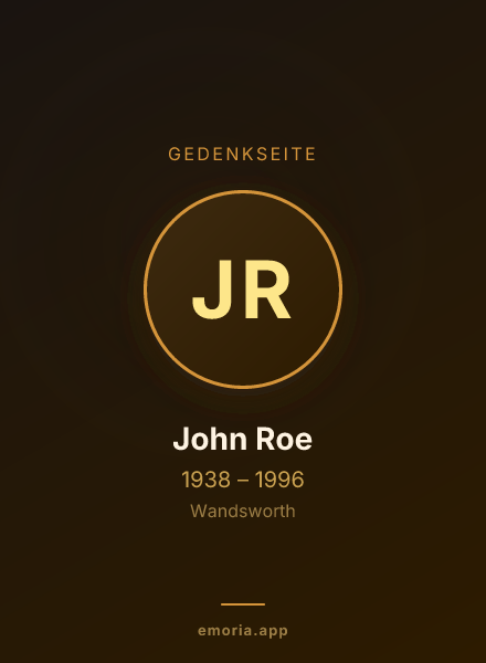 Gedenkportrait von John Roe