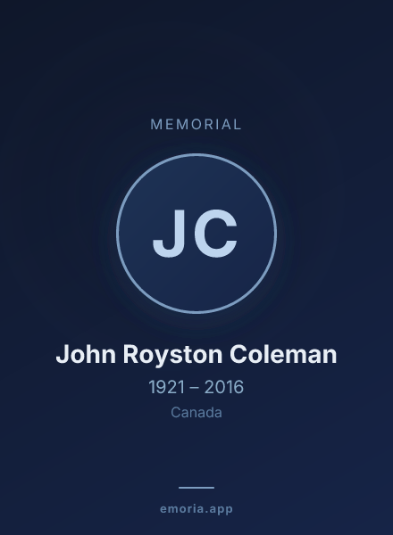 Memorial portrait of John Royston Coleman