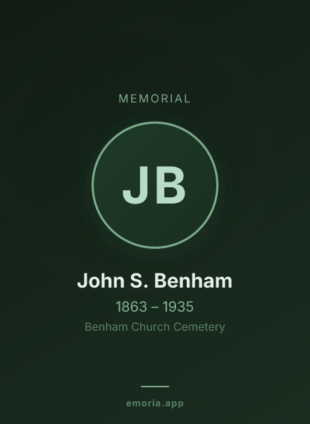 Memorial portrait of John S. Benham