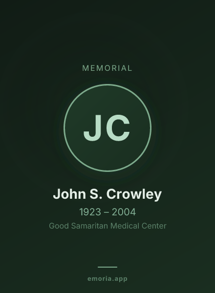 Memorial portrait of John S. Crowley