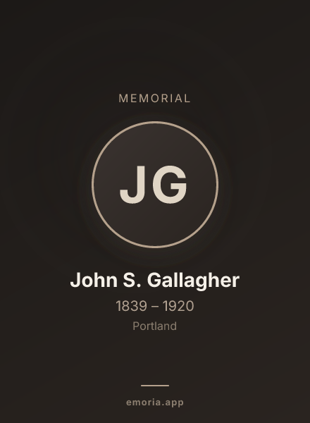 Memorial portrait of John S. Gallagher