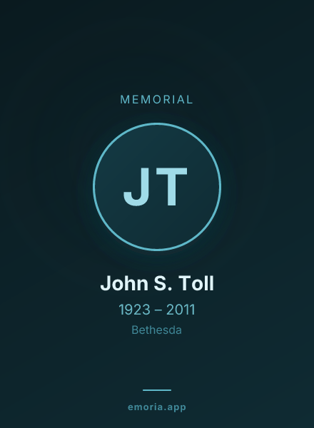 Memorial portrait of John S. Toll