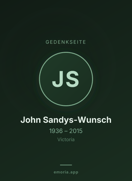 Gedenkportrait von John Sandys-Wunsch