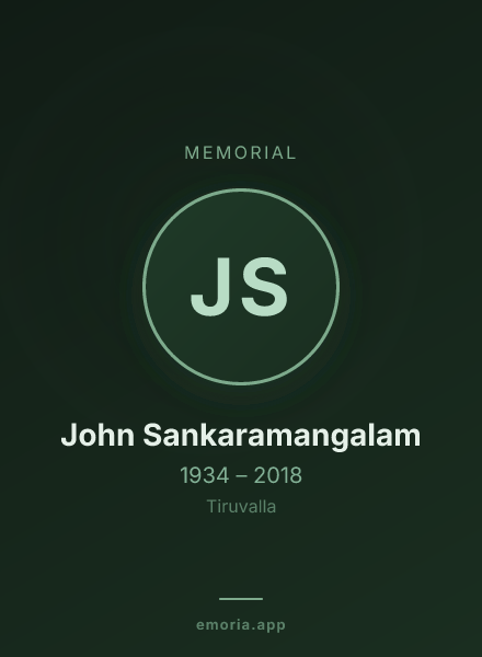 Memorial portrait of John Sankaramangalam