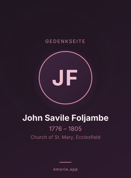 Gedenkportrait von John Savile Foljambe