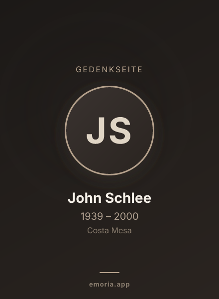 Gedenkportrait von John Schlee