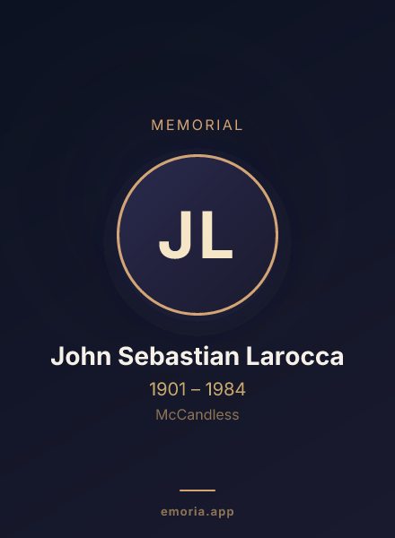 Memorial portrait of John Sebastian Larocca