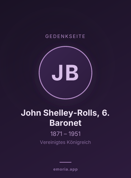 Gedenkportrait von John Shelley-Rolls, 6. Baronet