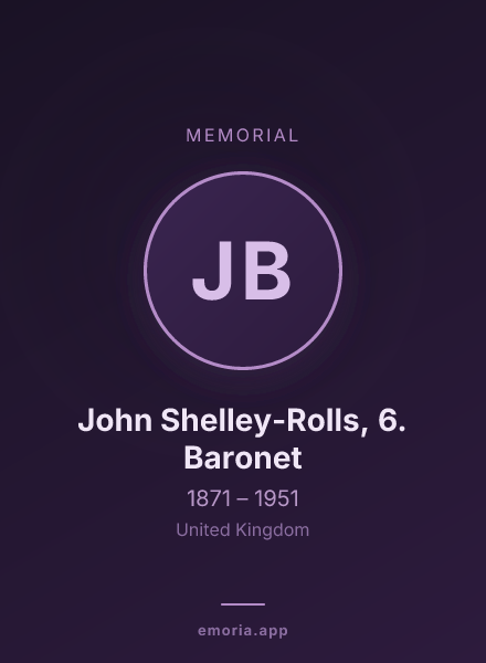 Memorial portrait of John Shelley-Rolls, 6. Baronet