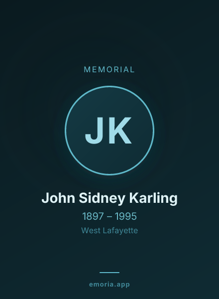 Memorial portrait of John Sidney Karling