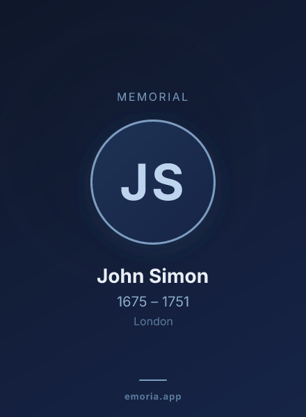 Memorial portrait of John Simon
