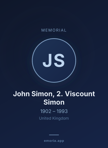 Memorial portrait of John Simon, 2. Viscount Simon