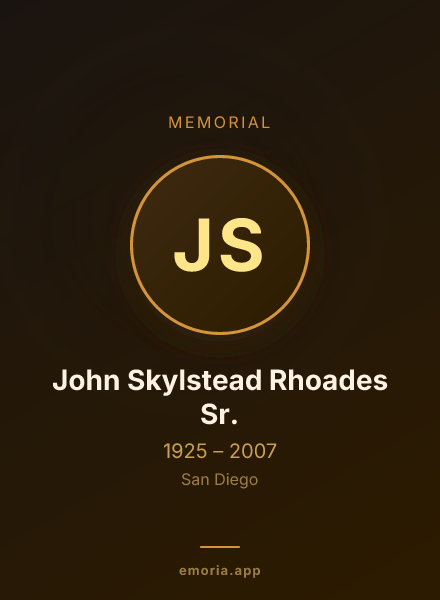 Memorial portrait of John Skylstead Rhoades Sr.