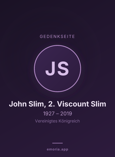 Gedenkportrait von John Slim, 2. Viscount Slim