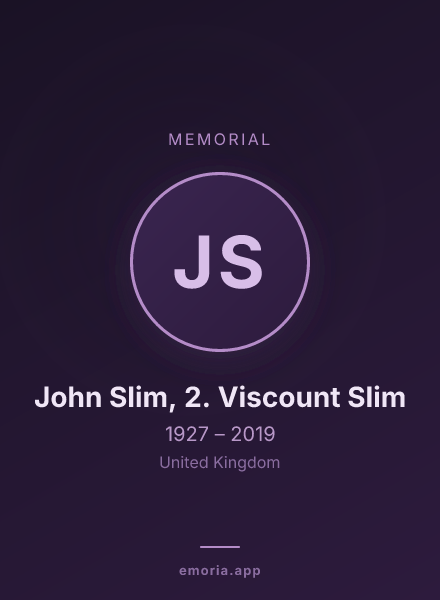 Memorial portrait of John Slim, 2. Viscount Slim