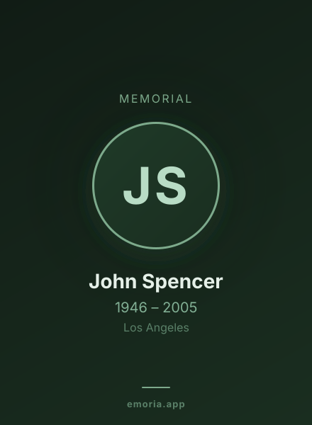 Memorial portrait of John Spencer