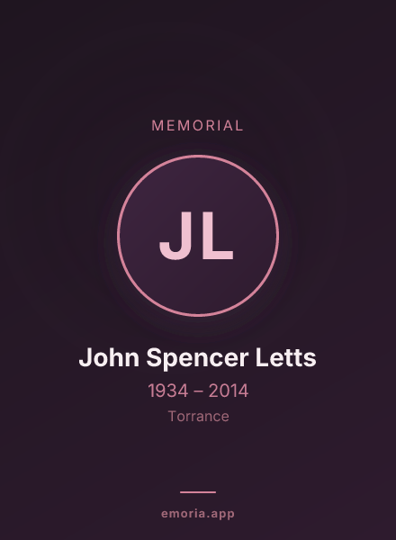 Memorial portrait of John Spencer Letts