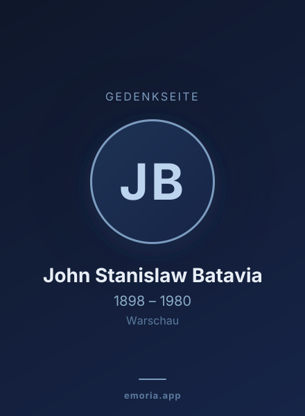 Gedenkportrait von John Stanislaw Batavia