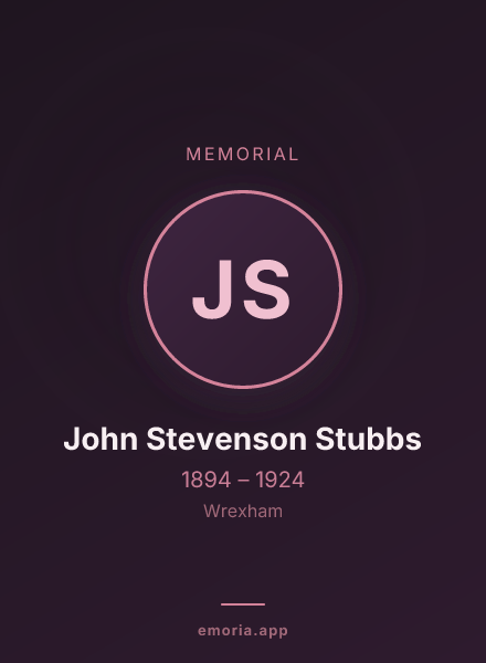 Memorial portrait of John Stevenson Stubbs