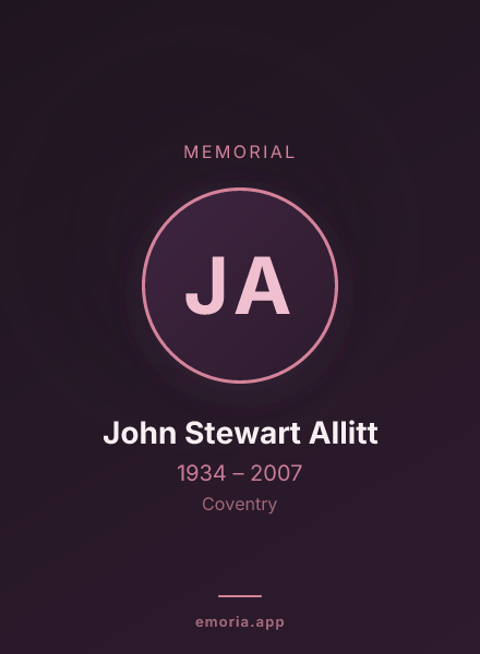 Memorial portrait of John Stewart Allitt