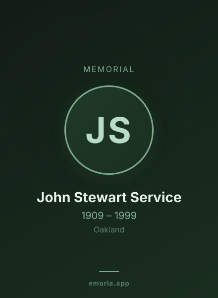 Memorial portrait of John Stewart Service