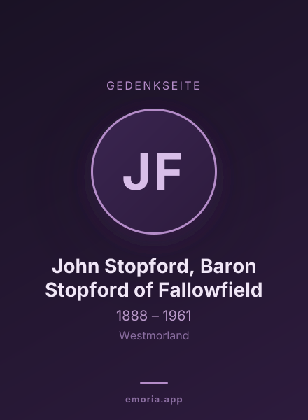 Gedenkportrait von John Stopford, Baron Stopford of Fallowfield