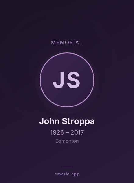 Memorial portrait of John Stroppa