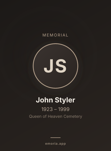 Memorial portrait of John Styler