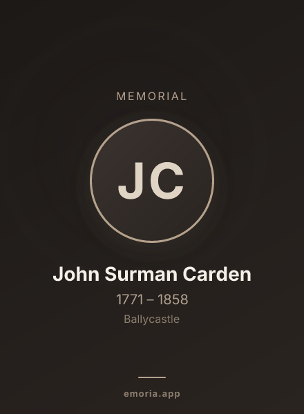 Memorial portrait of John Surman Carden