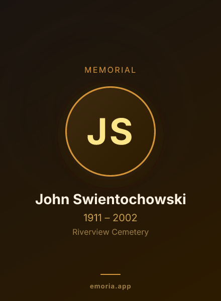 Memorial portrait of John Swientochowski