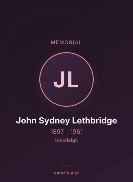 Memorial portrait of John Sydney Lethbridge