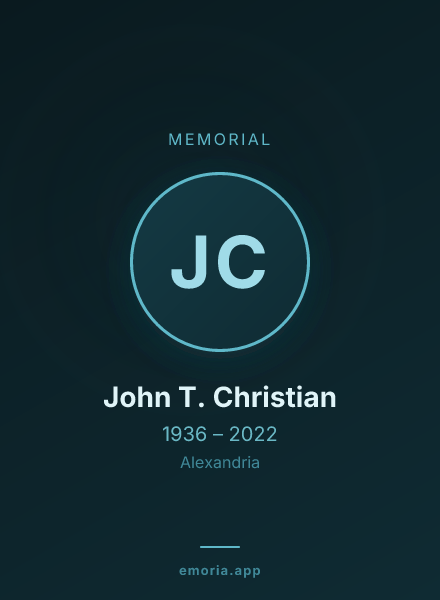 Memorial portrait of John T. Christian