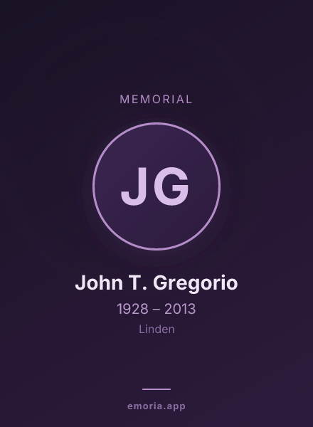 Memorial portrait of John T. Gregorio