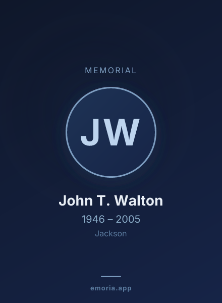 Memorial portrait of John T. Walton