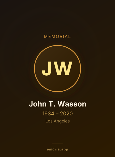Memorial portrait of John T. Wasson