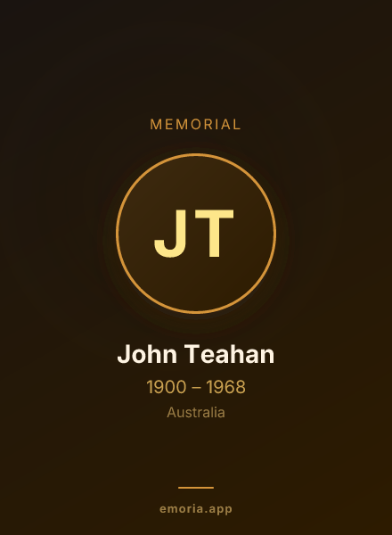 Memorial portrait of John Teahan