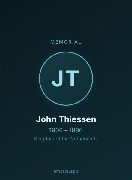 Memorial portrait of John Thiessen