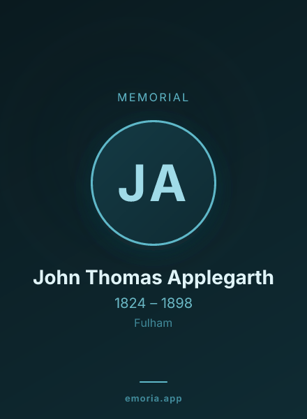 Memorial portrait of John Thomas Applegarth