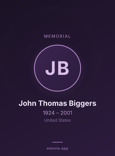 Memorial portrait of John Thomas Biggers