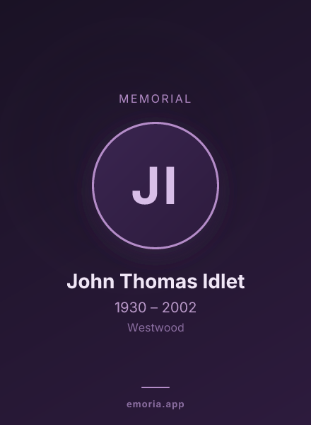 Memorial portrait of John Thomas Idlet