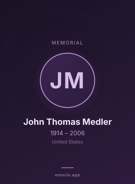Memorial portrait of John Thomas Medler