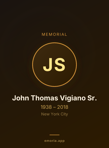 Memorial portrait of John Thomas Vigiano Sr.