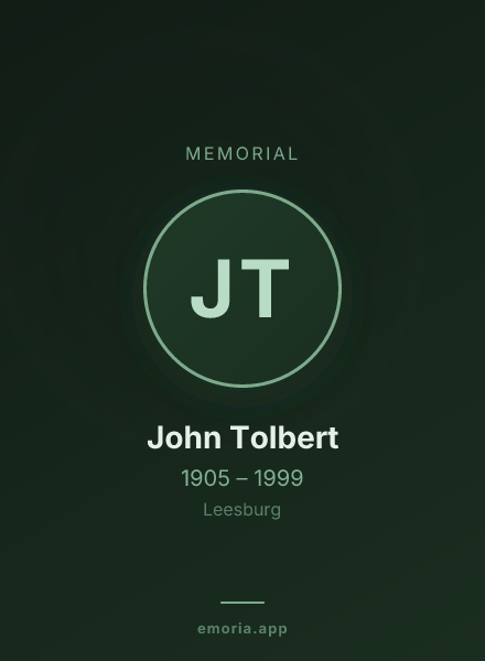 Memorial portrait of John Tolbert