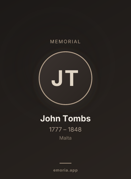 Memorial portrait of John Tombs