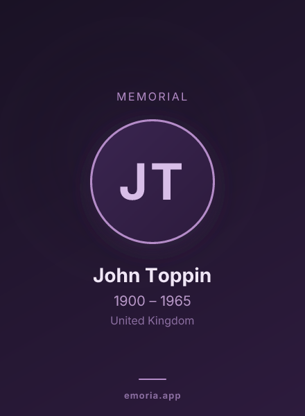Memorial portrait of John Toppin
