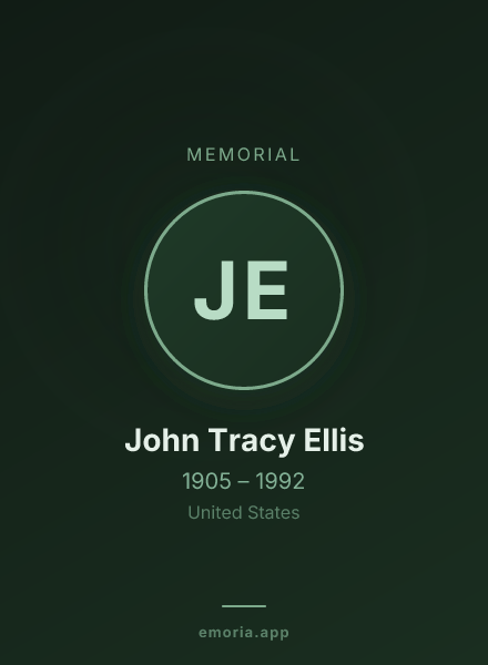 Memorial portrait of John Tracy Ellis