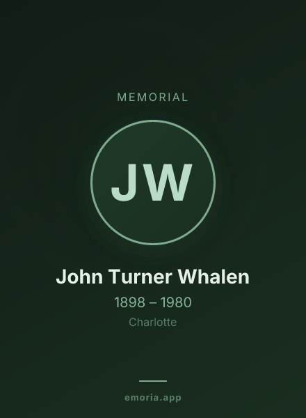 Memorial portrait of John Turner Whalen